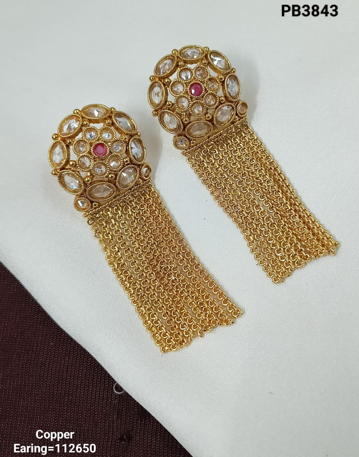 Floral Kundan Tassel Earrings – Statement Drop Design